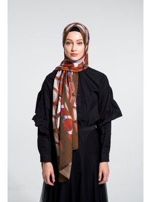 Taba Geometrik Desen Elegante Seri Viscon Şal Askısı İle Birlikte 75x200 Cm Taba Geometrik Desen Elegante Seri Viscon Şal Askısı İle Birlikte 75x200 Cm