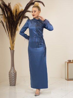 Kot Mavi Nara Abiye Elbise Kot Mavi Nara Abiye Elbise