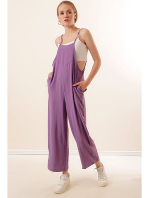 Lila Askılı Bahçivan Tulum