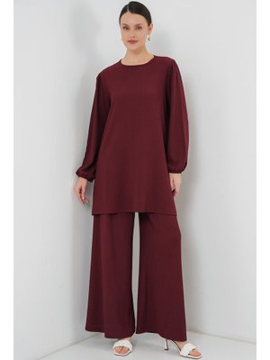 Bordo Tunik Pantolon Alt Üst Takım Bordo Tunik Pantolon Alt Üst Takım