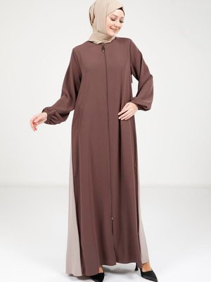 Kahve Fermuarlı Çift Ferace Kahve Fermuarlı Çift Ferace