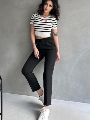 Siyah Beli Lastikli Yüksek Bel Pantolon