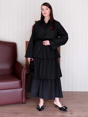 Siyah Paraşüt Kat Kat Etek