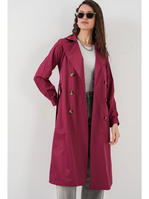 Bordo Kruvaze Yaka Trençkot Bordo Kruvaze Yaka Trençkot