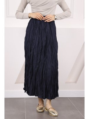 Lacivert Bel Lastikli Kraş Etek Lacivert Bel Lastikli Kraş Etek