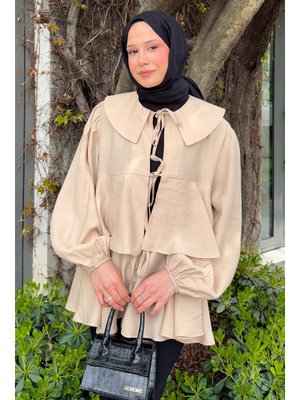 Bej İp Bağcıklı Kat Kat Kimono Bej İp Bağcıklı Kat Kat Kimono