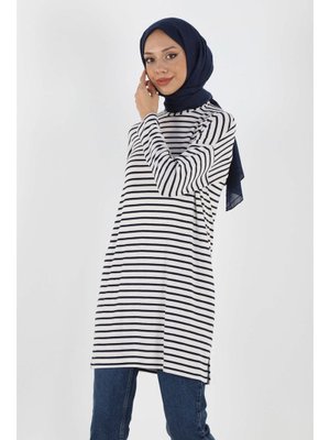 2034_lacivert Çizgili Yazlık Triko Tunik 2034_lacivert Çizgili Yazlık Triko Tunik