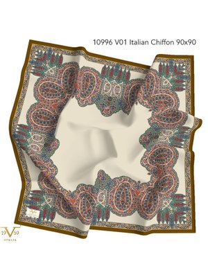 Kahverengi Etro Desen İtalyan Şifon Seri Eşarp Askısı İle Birlikte 90x90 Cm