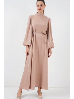 Bisküvi Saten Abiye Elbise