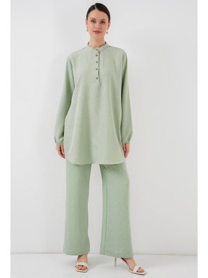 E.yeşil Keten Tunik Pantolon İkili Takım E.yeşil Keten Tunik Pantolon İkili Takım