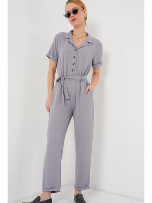 Gri Kısa Kol Ayrobin Tulum