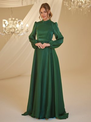 Zümrüt Yeşili Helin Abiye Elbise