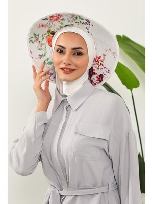 Olive Nijya Boneli Çıkarılabilir Desenli Şapkalı Bone Türban,s 6d Krem Olive Nijya Boneli Çıkarılabilir Desenli Şapkalı Bone Türban,s 6d Krem