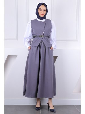 Füme Kemerli Yelek Etekli Takım