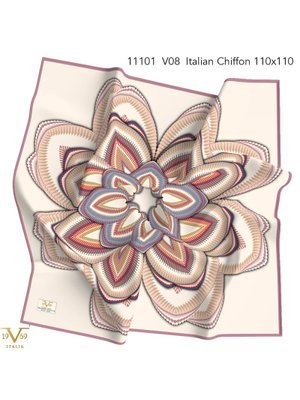 Desenli İtalyan Şifon Seri Eşarp Askısı İle Birlikte 110x110 Cm Gül Kurusu