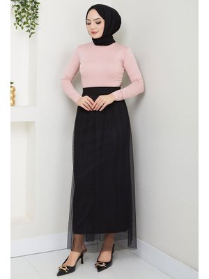 Siyah Beli Lastikli Tül Etek Siyah Beli Lastikli Tül Etek