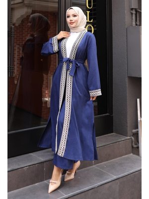 İndigo Etnik Desenli Kimono Takım İndigo Etnik Desenli Kimono Takım