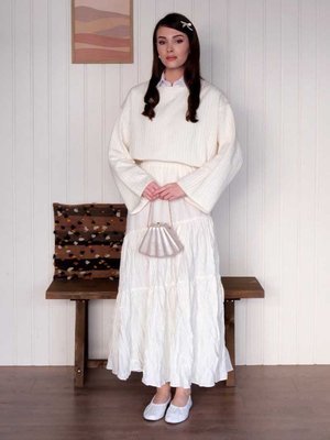 Ekru Kraş Kat Kat Etek