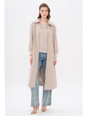 Kolları Taş Ve Ribana Detaylı Kapitone Desenli Hafif Kap