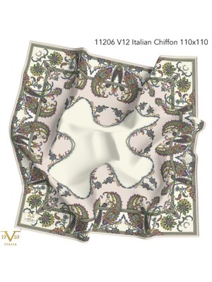 Desenli İtalyan Şifon Seri Eşarp Askısı İle Birlikte 110x110 Cm Petrol Mavi