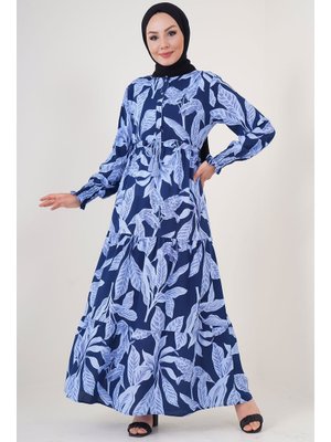 A.lacivert Desenli Elbise A.lacivert Desenli Elbise