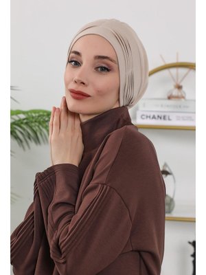19o Bej Dört Mevsim Kullanıma Uygun Mihrace Pileli Bone,b 19o Bej Dört Mevsim Kullanıma Uygun Mihrace Pileli Bone,b