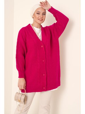 Koyu Pembe Triko Hırka