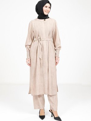 Bej Kuşaklı Alt Üst Takım Bej Kuşaklı Alt Üst Takım