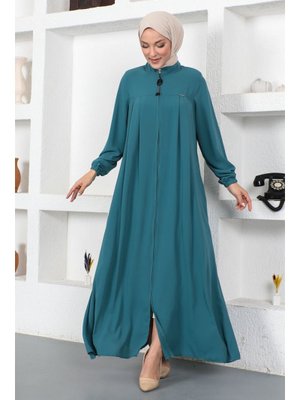 Mint Yeşili Kolu Lastikli Ferace Mint Yeşili Kolu Lastikli Ferace