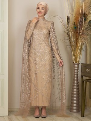 Gold Rengi Irmak Abiye Elbise Gold Rengi Irmak Abiye Elbise