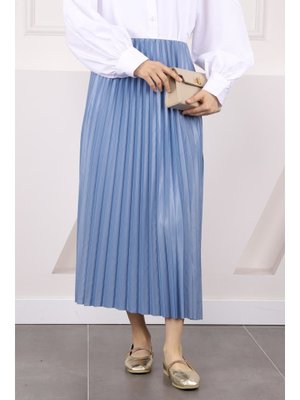 Bebe Mavi Bel Lastikli Piliseli Etek Bebe Mavi Bel Lastikli Piliseli Etek