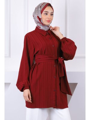 Bordo Bel Kuşaklı Tunik Bordo Bel Kuşaklı Tunik