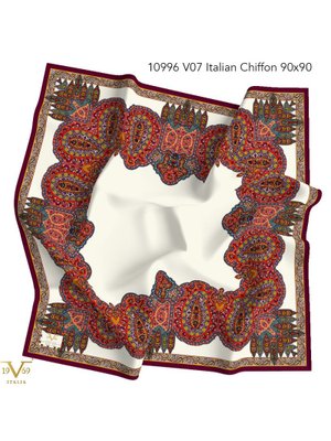 Bordo Etro Desen İtalyan Şifon Seri Eşarp Askısı İle Birlikte 90x90 Cm