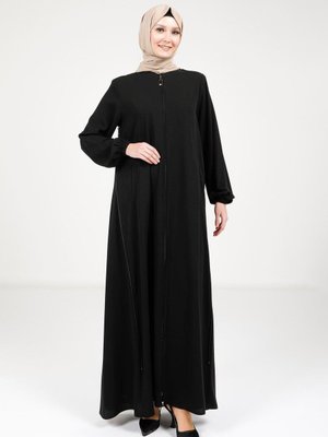 Siyah Fermuarlı Ferace Siyah Fermuarlı Ferace