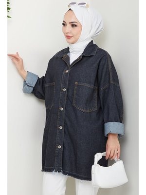 Antrasit Püsküllü Oversize Kot Ceket