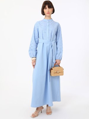 Bebe Mavisi Brode Detaylı Poplin Elbise