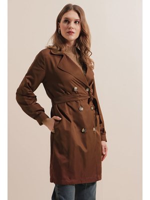 Kahverengi Kruvaze Yaka Kısa Trençkot Kahverengi Kruvaze Yaka Kısa Trençkot