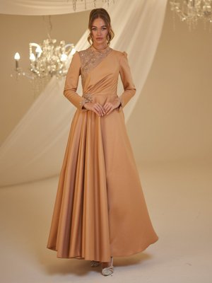 Soğan Kabuğu Firuze Abiye Elbise