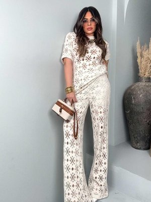 Taş Triko Delikli Pantolon Taş Triko Delikli Pantolon