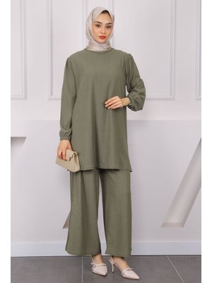 Haki Bürümcük Tunik Pantolonlu Takım