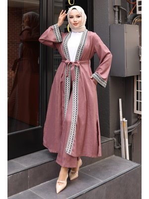 Gül Kurusu Etnik Desenli Kimono Takım Gül Kurusu Etnik Desenli Kimono Takım