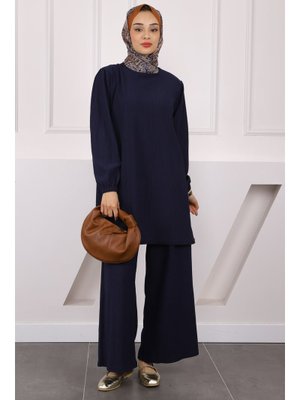 Lacivert Bürümcük Tunik Pantolonlu Takım