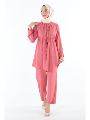 2112_ Asimetrik Kesim Tunik Pantolon İkili Takım