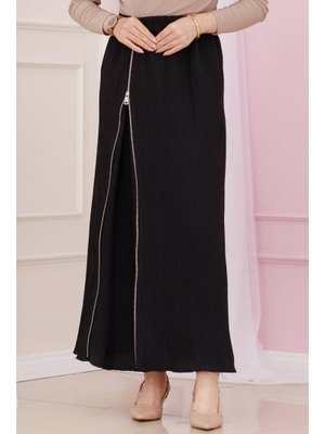 Siyah Beli Lastikli Yanı Fermuar Detaylı Etek Siyah Beli Lastikli Yanı Fermuar Detaylı Etek