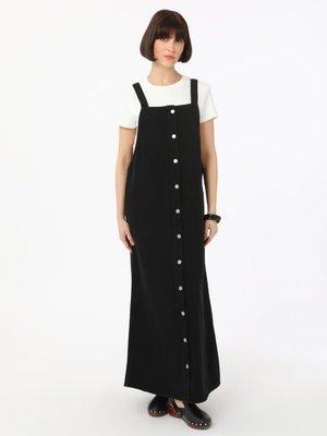 Siyah Pamuklu Denim Jile Elbise