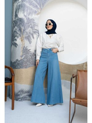 Açık Mavi Denim Pantolon Etek Açık Mavi Denim Pantolon Etek