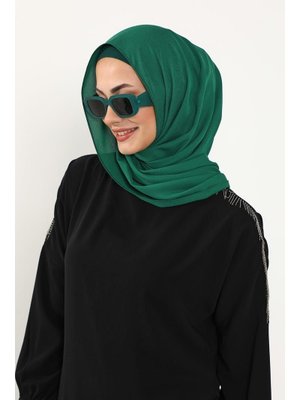 Yeşil Krep Şal & Penye Bone İkili Takım,ps