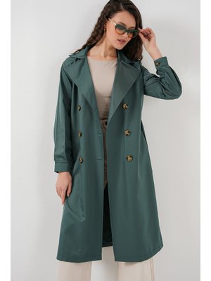 Zümrüt Yeşili Kruvaze Yaka Trençkot Zümrüt Yeşili Kruvaze Yaka Trençkot