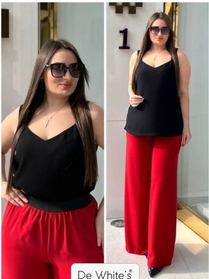 Kırmızı Büyük Beden Bel Kısmı Lastikli Pantolon