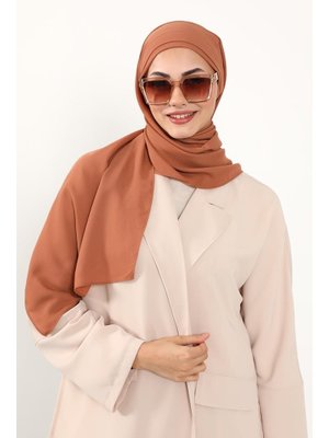 Açık Tarçın Önü Pileli Tasarım Krep Pratik Şal,ps